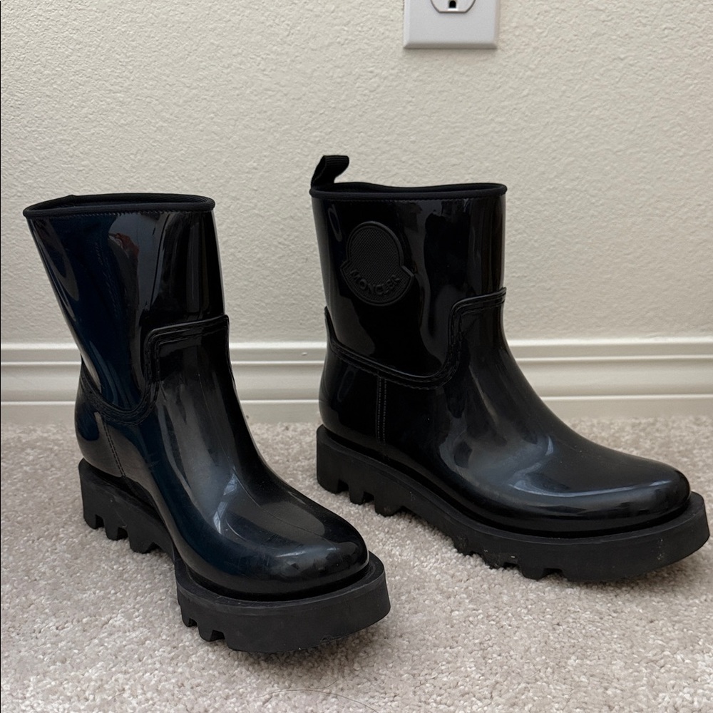 Moncler Glossy Black Women's Rain Boots
